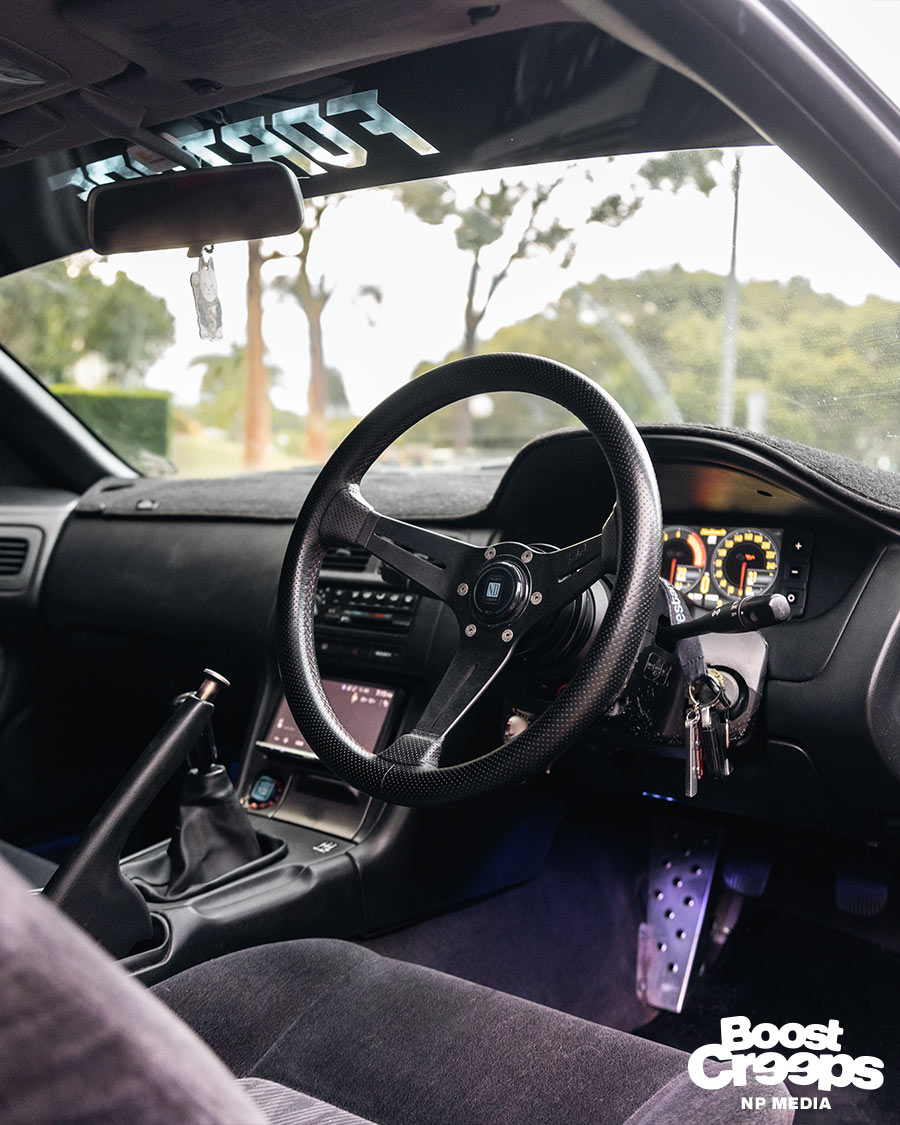 A Kouki S14 interior with Haltech iC-7 dash and Nardi Steering Wheel